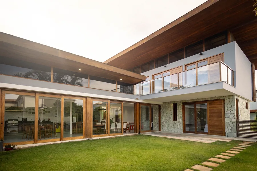 Modern house with timber cladding and soffits